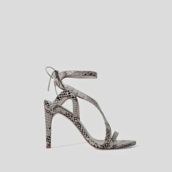 BRAND NEW Zara Snakeskin Strappy Lace Up Heels - Picture 8 of 8